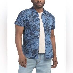 BRAND NEW WITH TAGS BONOBOS Men's Blue Patterned Short Sleeve Shirt. Size Large.